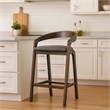 Pemberly Row Set of 2 Counter Stools in Gray Fabric and Wenge Brown Wood
