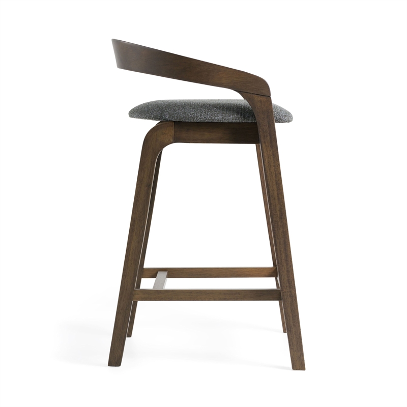 Pemberly Row Set of 2 Counter Stools in Gray Fabric and Wenge Brown Wood