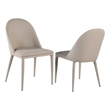 Pemberly Row Set of 2 Modern Dining Chairs in Brown Faux Leather