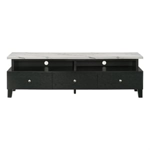 Pemberly Row 71 Inch TV Stand Media Cabinet with Drawers in White and Black