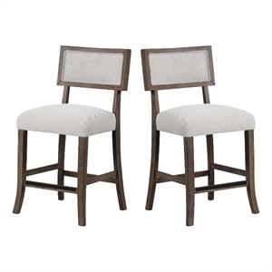 Pemberly Row Set of 2 Counter Stools in Dark Walnut Brown with Gray Fabric