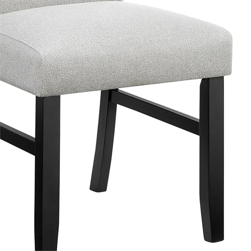 Pemberly Row Set of 2 Dining Chairs in Black Wood with Dove Gray Fabric