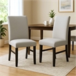 Pemberly Row Set of 2 Dining Chairs in Black Wood with Dove Gray Fabric