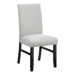 Pemberly Row Set of 2 Dining Chairs in Black Wood with Dove Gray Fabric