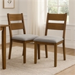 Pemberly Row Set of 2 Ladder Back Dining Chairs in Gray and Hickory Brown