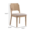 Pemberly Row Set of 2 Dining Chairs with Curved Back in Khaki and Brown