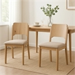 Pemberly Row Set of 2 Dining Chairs with Curved Back in Khaki and Brown