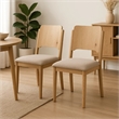 Pemberly Row Set of 2 Dining Chairs with Curved Back in Khaki and Brown