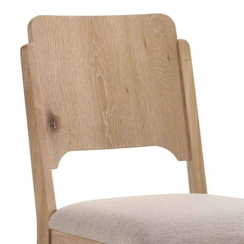 Pemberly Row Set of 2 Dining Chairs with Curved Back in Khaki and Brown