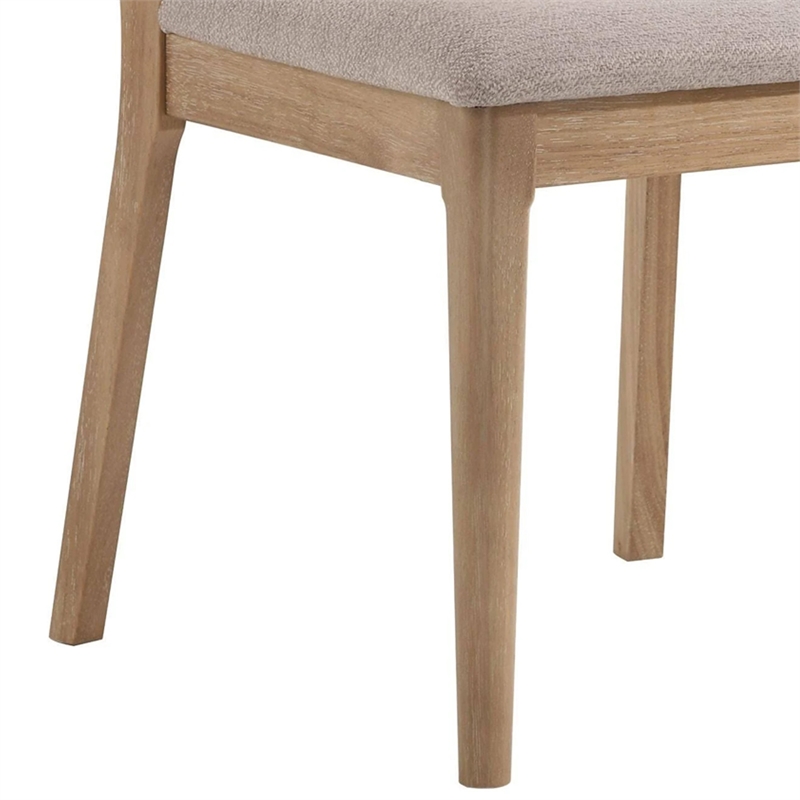 Pemberly Row Set of 2 Dining Chairs with Curved Back in Khaki and Brown