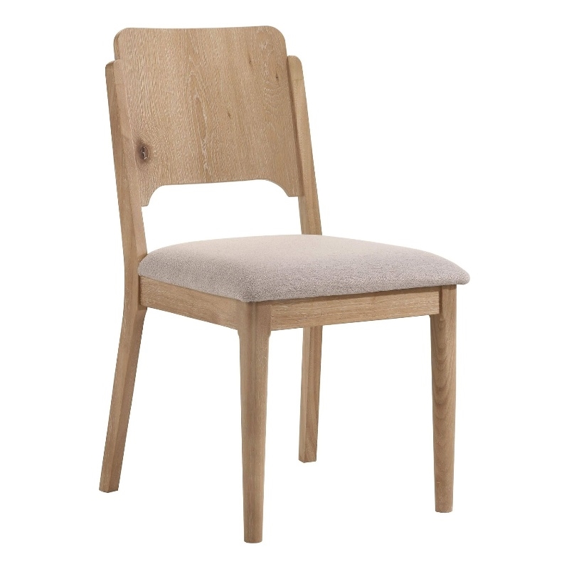 Pemberly Row Set of 2 Dining Chairs with Curved Back in Khaki and Brown