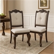 Pemberly Row Set of 2 Traditional Dining Chairs in Beige Linen and Coffee Brown