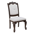 Pemberly Row Set of 2 Traditional Dining Chairs in Beige Linen and Coffee Brown