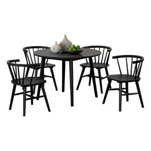 Pemberly Row 5 Piece Dining Set with Windsor Chairs in Black