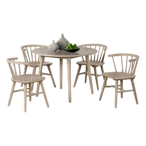 Pemberly Row 5 Piece Dining Set with Windsor Chairs in Natural Oak Brown
