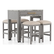Pemberly Row 5 Piece Counter Height Set with Faux Marble Top in White and Gray