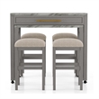 Pemberly Row 5 Piece Counter Height Set with Faux Marble Top in White and Gray
