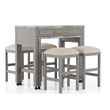 Pemberly Row 5 Piece Counter Height Set with Faux Marble Top in White and Gray