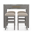 Pemberly Row 5 Piece Counter Height Set with Faux Marble Top in White and Gray