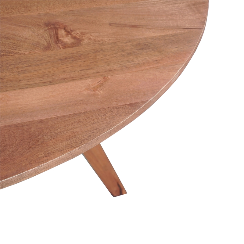 Pemberly Row 47 Inch Round Dining Table in Natural Brown Mango Wood