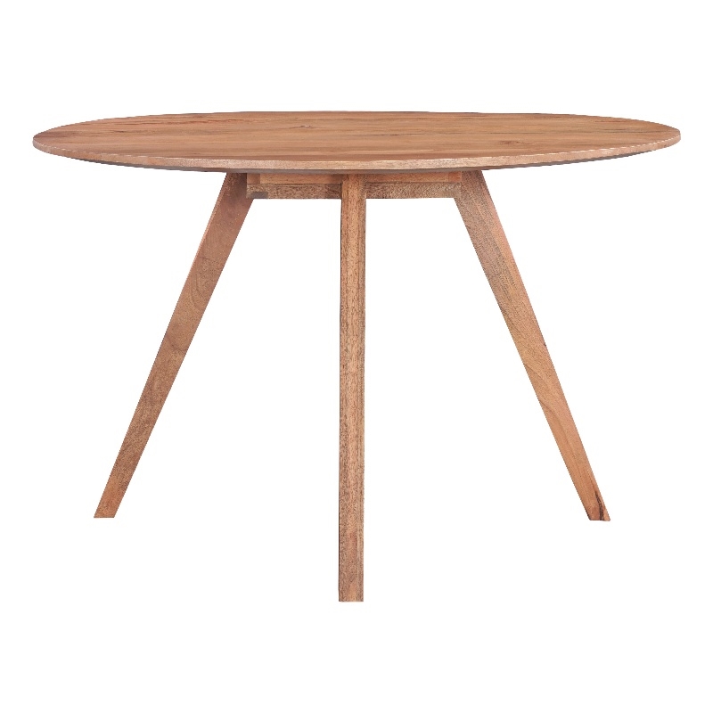 Pemberly Row 47 Inch Round Dining Table in Natural Brown Mango Wood