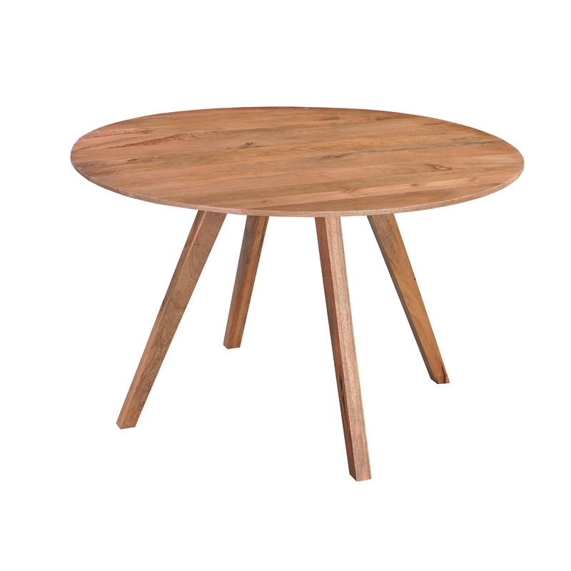 Pemberly Row 47 Inch Round Dining Table in Natural Brown Mango Wood