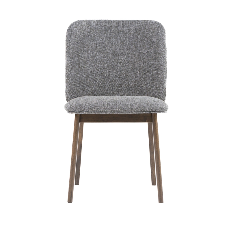 Pemberly Row Set of 2 Dining Chairs in Gray Fabric and Wenge Brown Wood