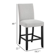 Pemberly Row Set of 2 Counter Height Chairs in Black Wood with Dove Gray Fabric