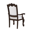 Pemberly Row Set of 2 Traditional Dining Armchairs in Beige Linen & Coffee Brown