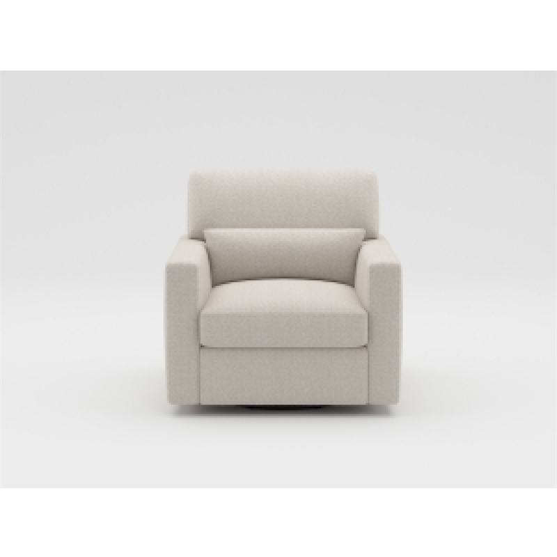 Pemberly Row Swivel Armchair with Lumbar Pillow in Cream Beige Boucle
