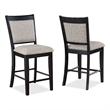 Pemberly Row Set of 2 Counter Height Chairs in Black Wood with Gray Linen