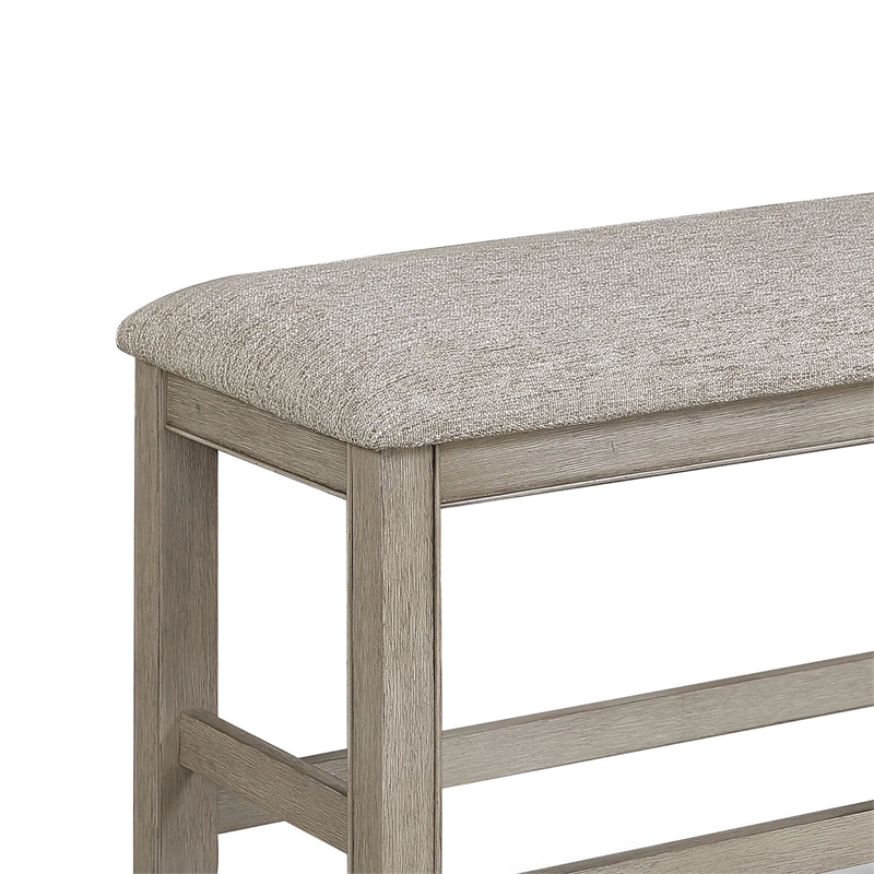 Pemberly Row 40 Inch Counter Height Dining Bench in White Oak and Gray