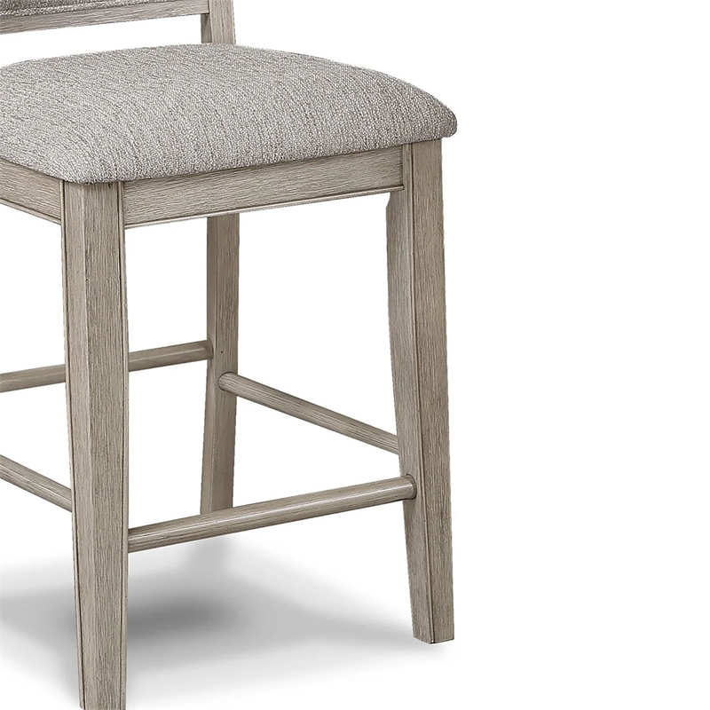Pemberly Row Set of 2 Counter Height Chairs in White Oak with Gray Fabric