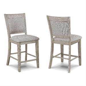 Pemberly Row Set of 2 Counter Height Chairs in White Oak with Gray Fabric