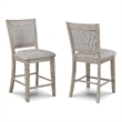 Pemberly Row Set of 2 Counter Height Chairs in White Oak with Gray Fabric