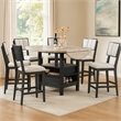 Pemberly Row Set of 2 Tufted Counter Height Chairs in Gray and Black