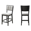 Pemberly Row Set of 2 Tufted Counter Height Chairs in Gray and Black