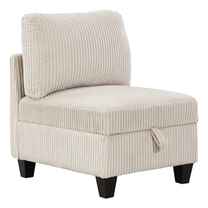 Pemberly Row Modular Armless Chair with Storage in Beige Corduroy