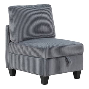 Pemberly Row Modular Armless Chair with Storage in Gray Corduroy