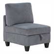 Pemberly Row Modular Armless Chair with Storage in Gray Corduroy