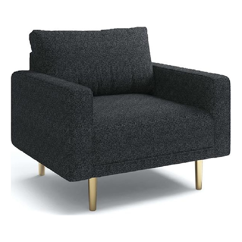 Pemberly Row Accent Sofa Chair in Black Boucle with Gold Legs