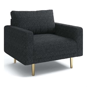 Pemberly Row Accent Sofa Chair in Black Boucle with Gold Legs