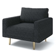 Pemberly Row Accent Sofa Chair in Black Boucle with Gold Legs