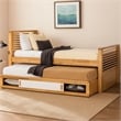 Pemberly Row Twin Captain Bed with Storage Trundle in Light Oak Brown