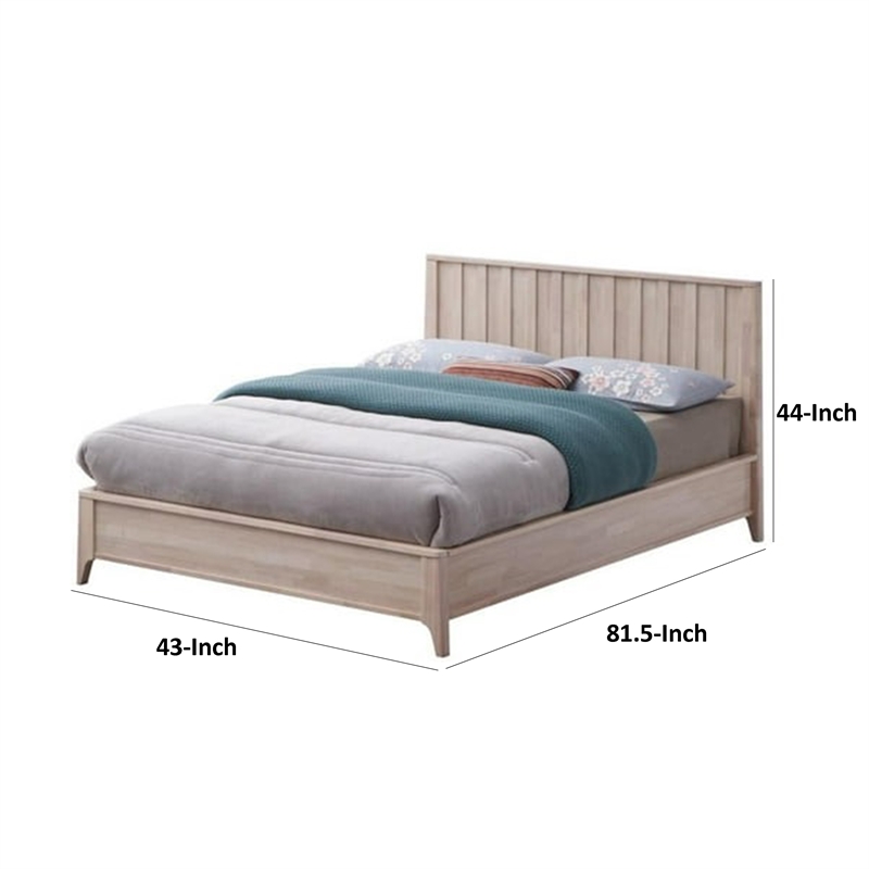 Pemberly Row Twin Size Bed with Reeded Headboard in Whitewash