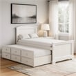 Pemberly Row Twin Captain Bed with Trundle and Drawers in White