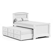 Pemberly Row Twin Captain Bed with Trundle and Drawers in White