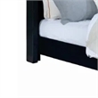 Pemberly Row Queen Size Bed with Wingback Headboard in Black Velvet