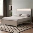 Pemberly Row Full Size Bed with LED Bookcase Headboard in Champagne Silver