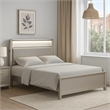 Pemberly Row Full Size Bed with LED Bookcase Headboard in Champagne Silver
